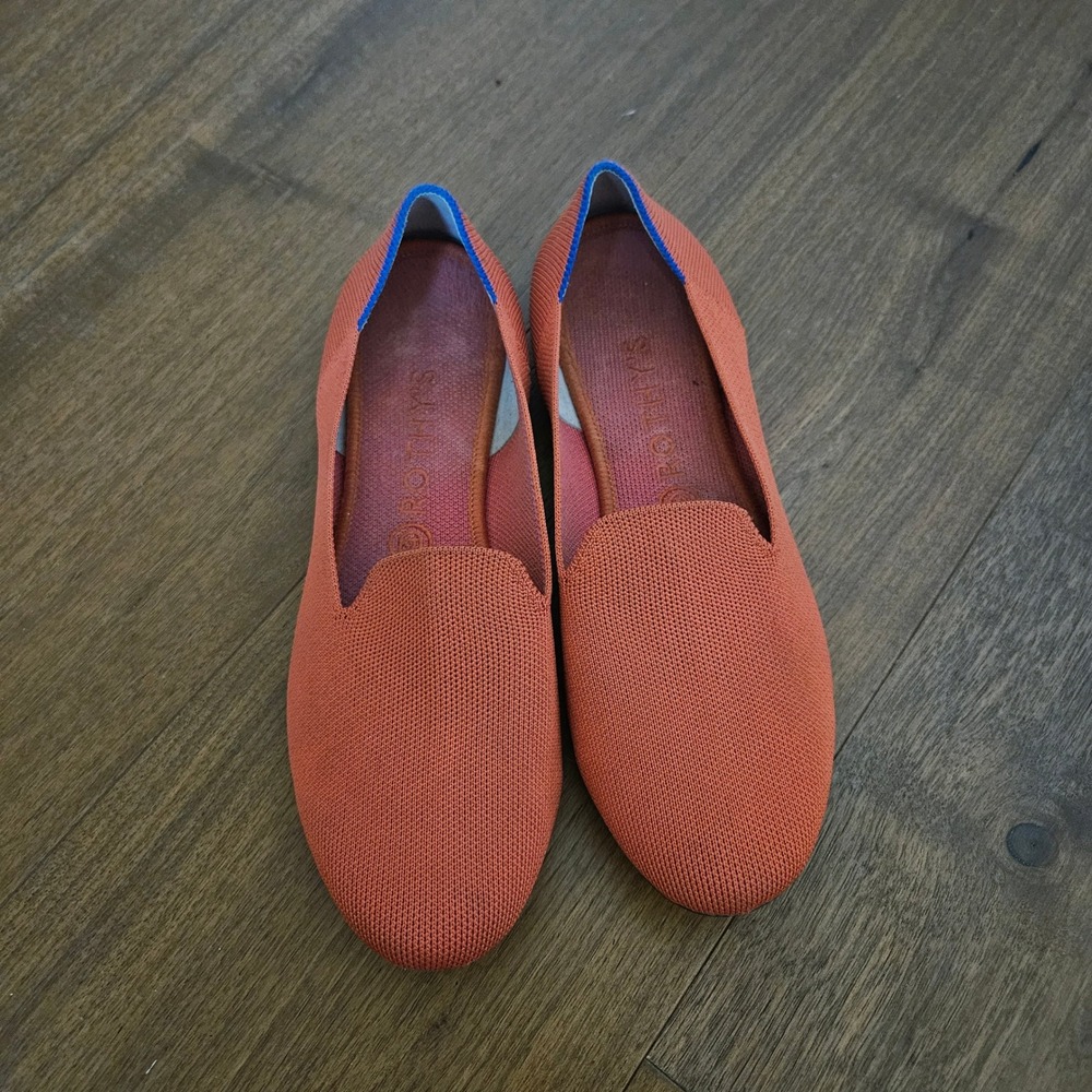 Rothys The Loafer Sunset Orange Knit Slip On Flats Womens 10